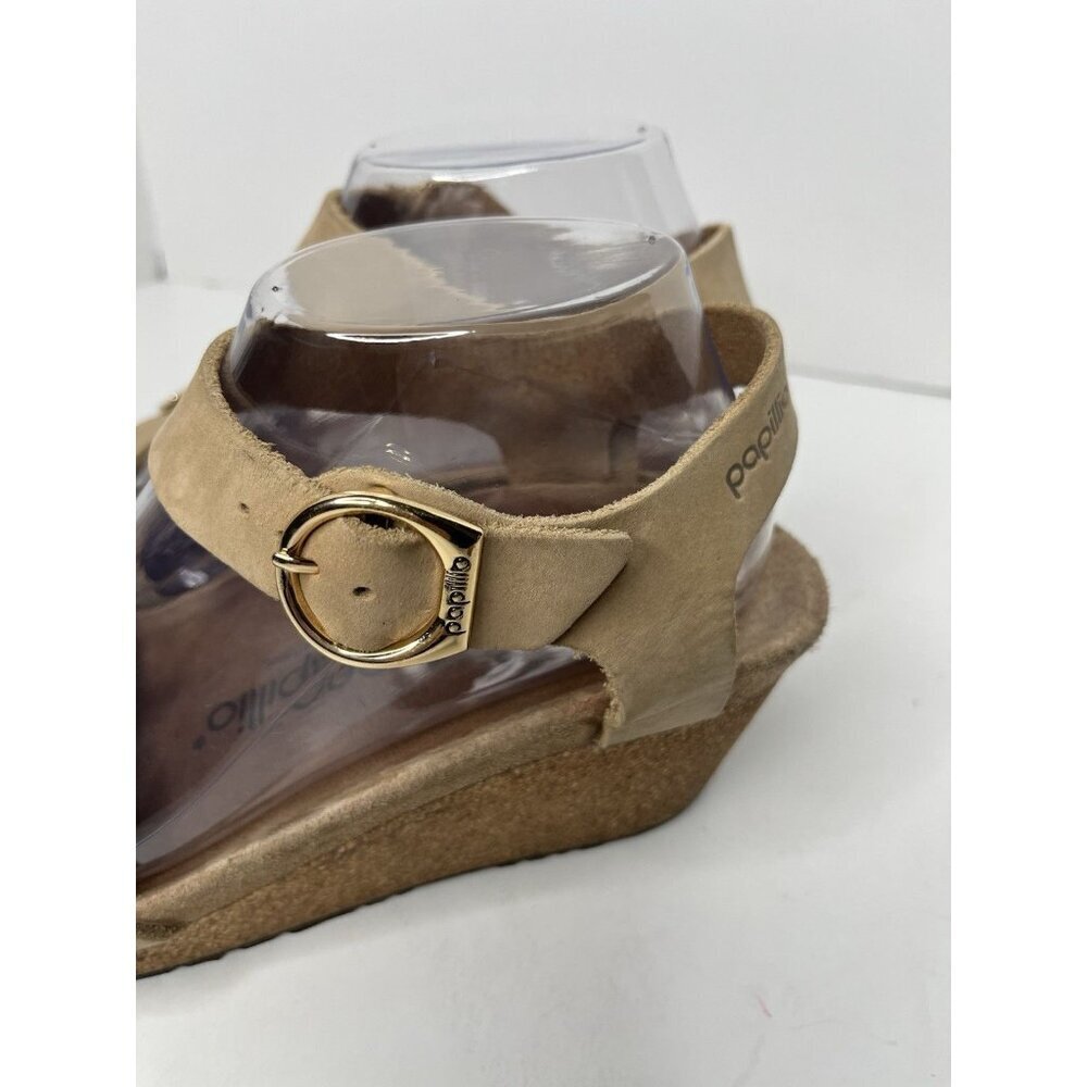Papillio Birkenstock Soley Wedge Sandals EU 39 US 8 8.5 Sandcastle Nubuck - Picture 2 of 8